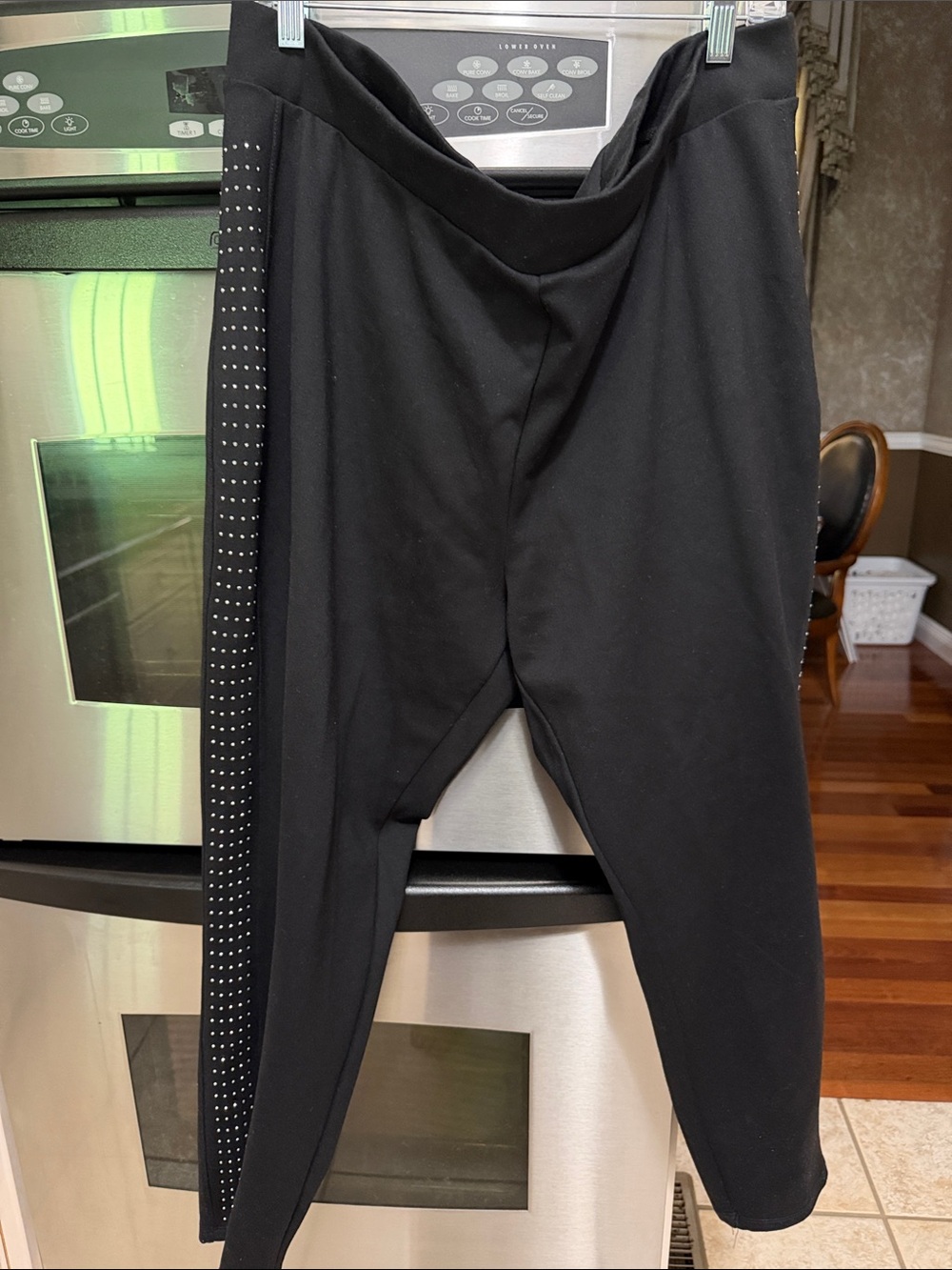 Women’s black pants with stone siding